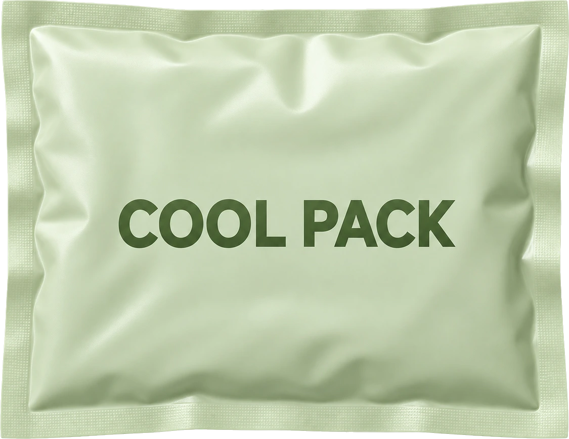 A pale green cool pack